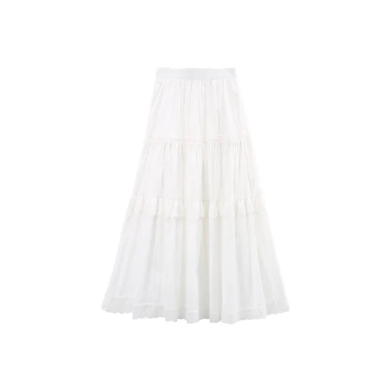 A Paradise For Awakening Casual Long Skirt Women's White-0
