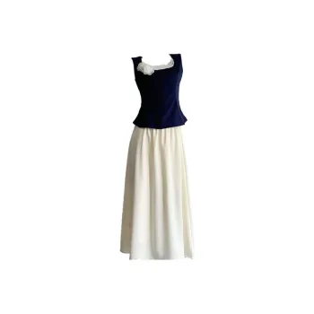 QYPRF Skirt Set Women's Navy Blue/White