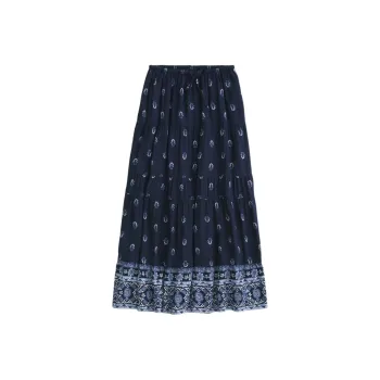 Hollister Casual Long Skirts Women's Marine Blue All Over Print