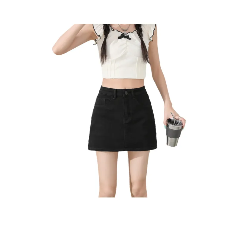 ZAZN Denim Short Skirts Women's Nostalgic Blue-21