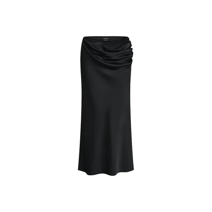 URBAN REVIVO Casual Long Skirt Women's Black-0