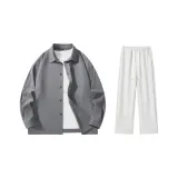 Clothing Set (Dark Gray Shirt+White Heather Gray Casual Pants)
