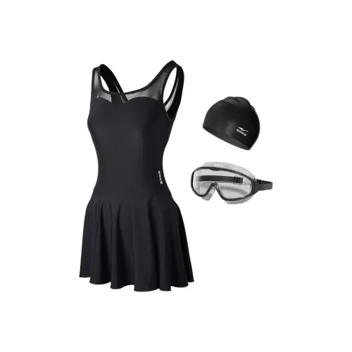 Erke One-piece Swimsuit Women's Large Frame Three-Piece Set Black