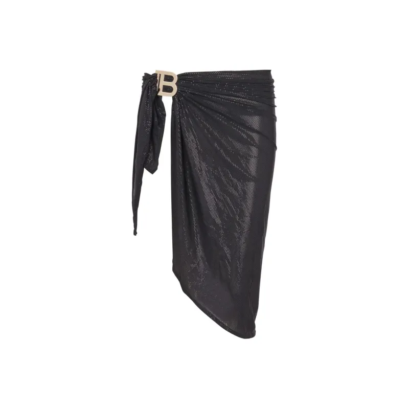 BALMAIN Logo-buckle Shimmer-finish Sarong-0