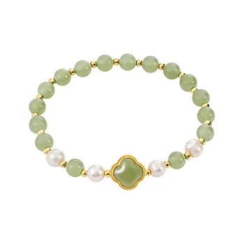 WEITIANXUAN Hetian Jade Bracelets Pale Greenish White Jade Women's
