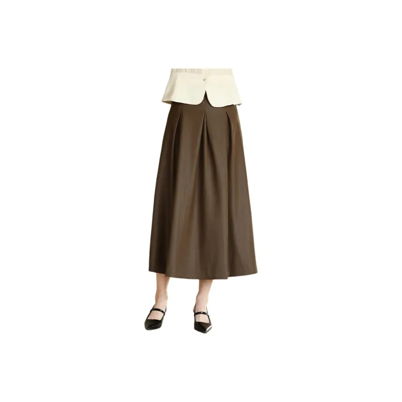 La Chapelle Casual Long Skirt Women's Coffee-0