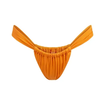 SKIMS SS25 SIGNATURE SWIM RUCHED THONG BIKINI BOTTOM Swimming Shorts Women's Tangerine/Orange