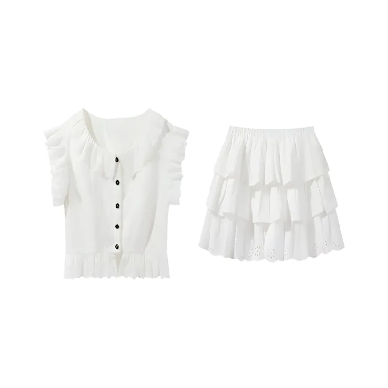 DOSOHEB Skirt Set Women's White-0