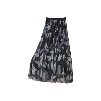 TOUCH Casual Long Skirt Women's Gray Butterfly