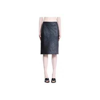 Bottega Veneta Intrecciato Leather Midi Skirt