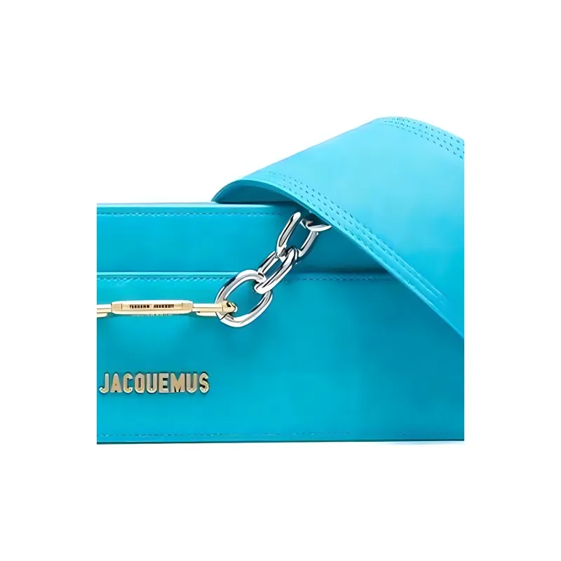 Jacquemus Leather Shoulder Bag, Baguette Small Square Bag Box Bag Shoulder Bag Women's Blue-3