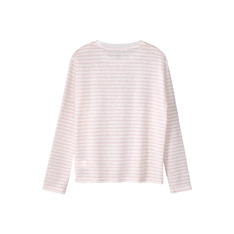 Fstudio Korean Style Stripes Loose Fit Thin Crew Neck Long Sleeved T Shirt Women's-2