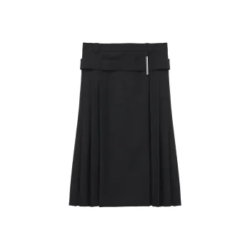 Alexander McQueen Belted Waist Pleated Midi Skirt
