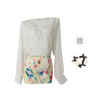 TORIGHT Skirt Set Women's White+Yellow