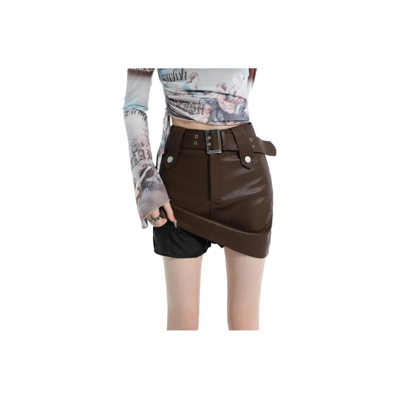 Concubine Zhu Leather Short Skirts Women's-10