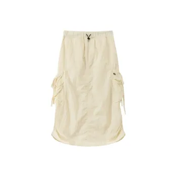 CHUU Casual Long Skirts Women's White Apricot