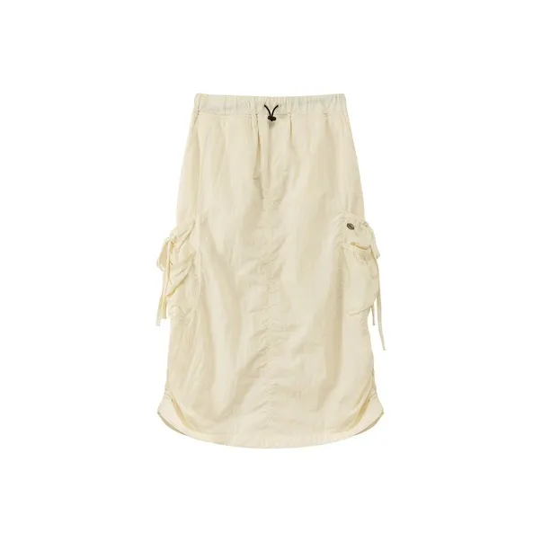 CHUU Casual Long Skirts Women's White Apricot-0
