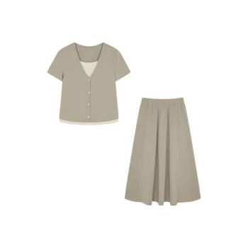 Mo Han Yi Mei Skirt Set Women's Light Pea Green