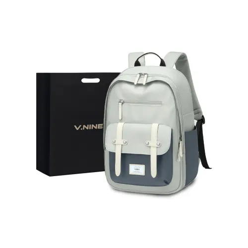 V.NINE Fabric Graduation Travel Backpack Large Size Unisex Pink & Gray/Kiwi Green