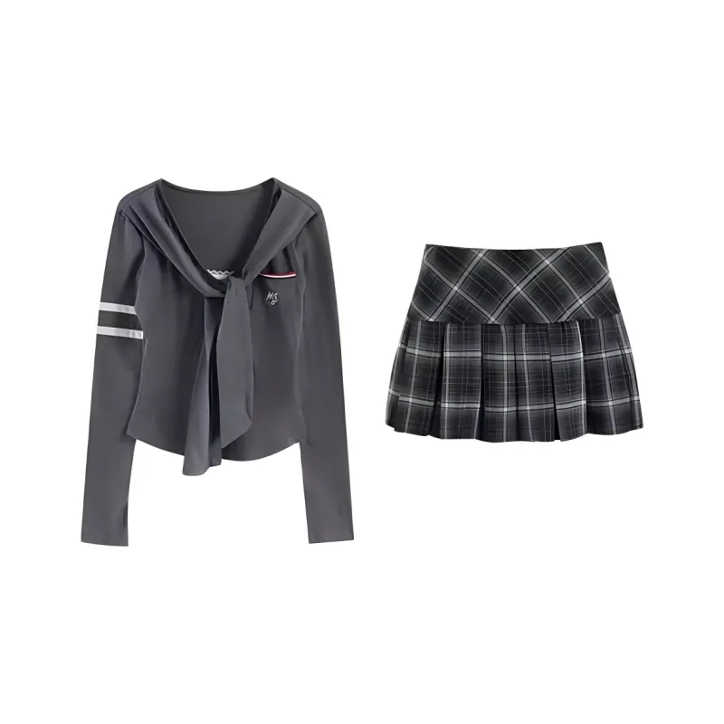 KKX Two Piece Skirt Sets Women's Gray Set-0