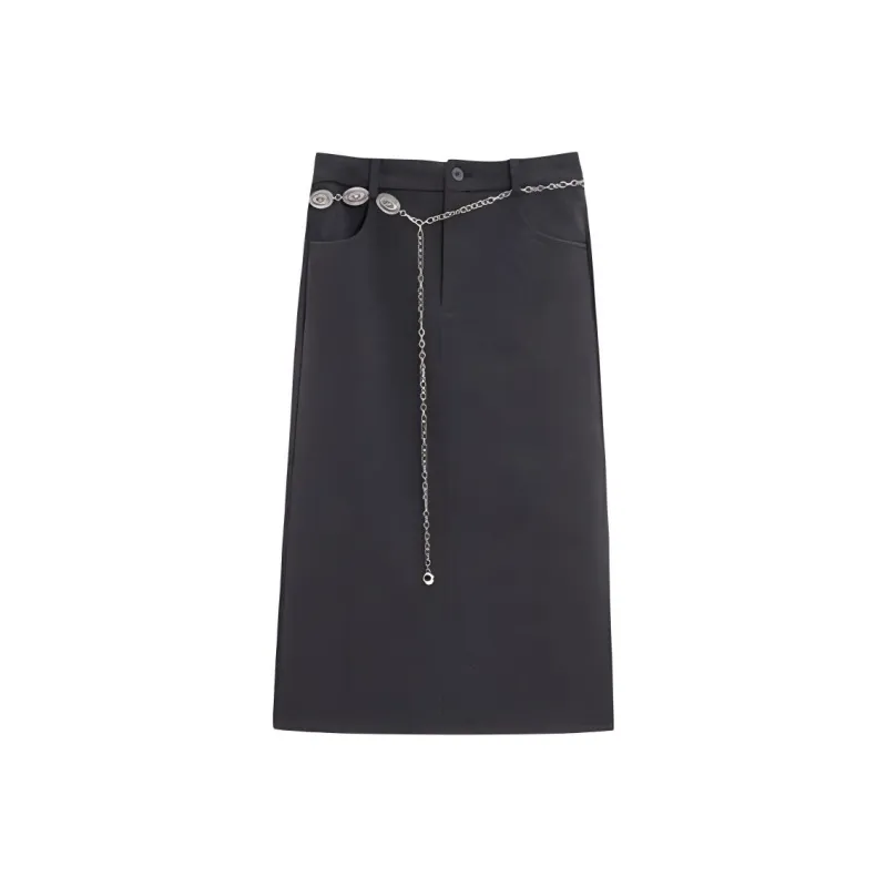 Love To Serve Casual Long Skirt Women's Gray-0