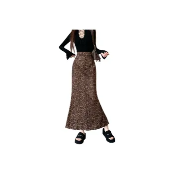 Wbwq Casual Long Skirts Women's Leopard Print