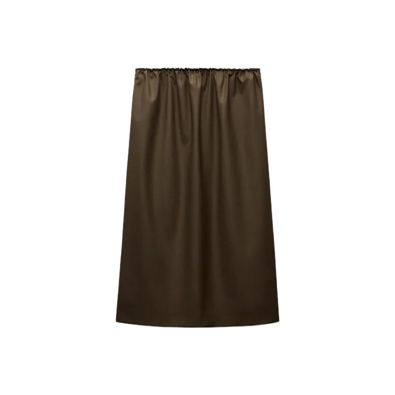 ZARA ZW Series Casual Long Skirts Women's Dark Khaki-0