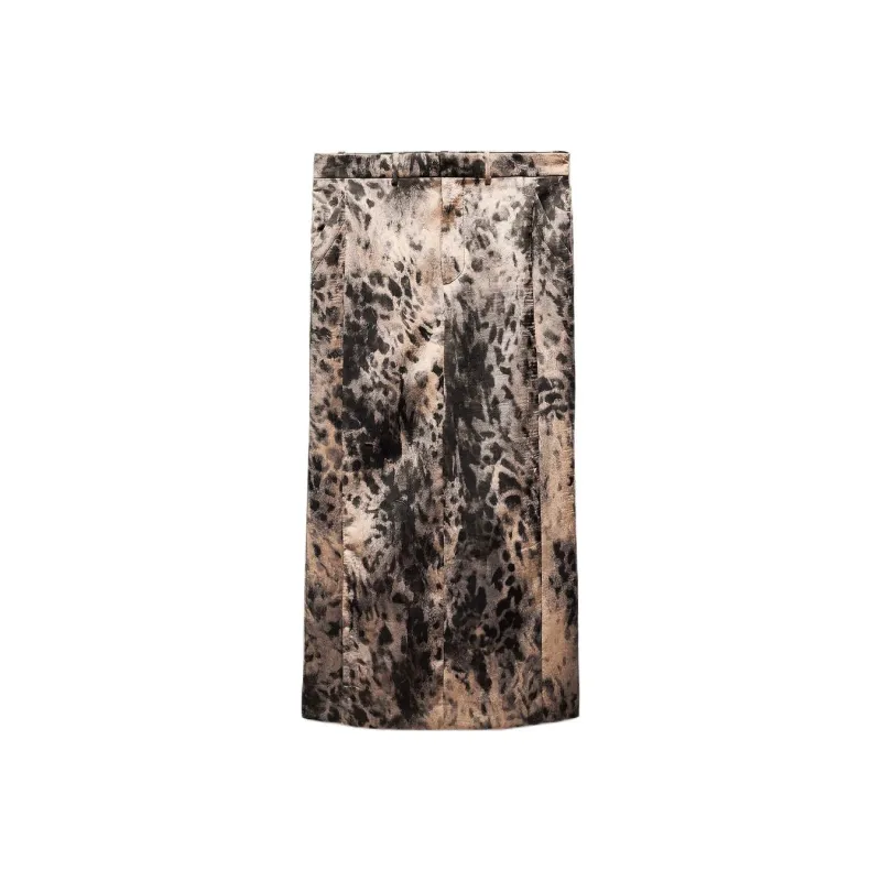 ZARA ZW Series Casual Long Skirts Women's Leopard Print-0