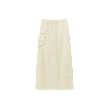 CHUU 2024 Fall And Winter New Arrival Casual Long Skirts Women's White Apricot