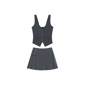 Ning Cai Yuer Skirt Set Women's Dark Gray
