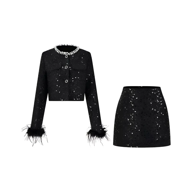 UPNANAWANG Skirt Set Women's Black-0