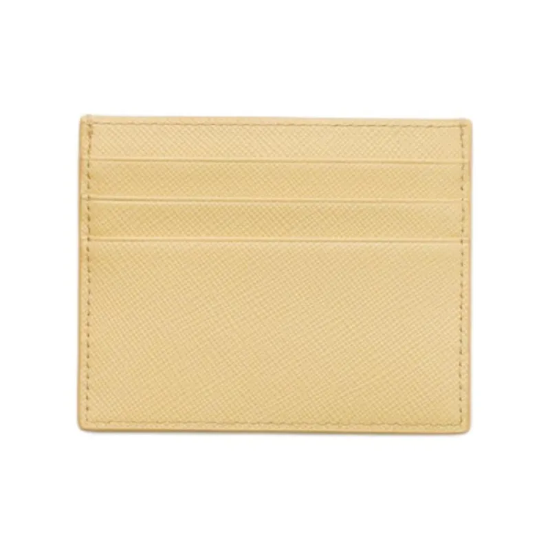 PRADA Saffiano Calfskin Card Holder Women's Vanilla Yellow-1