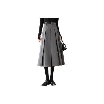 Still Quiet Casual Long Skirt Women's Elegant Gray