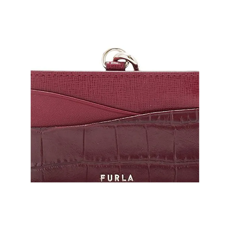 Furla Leather Card Holder Unisex Red-4