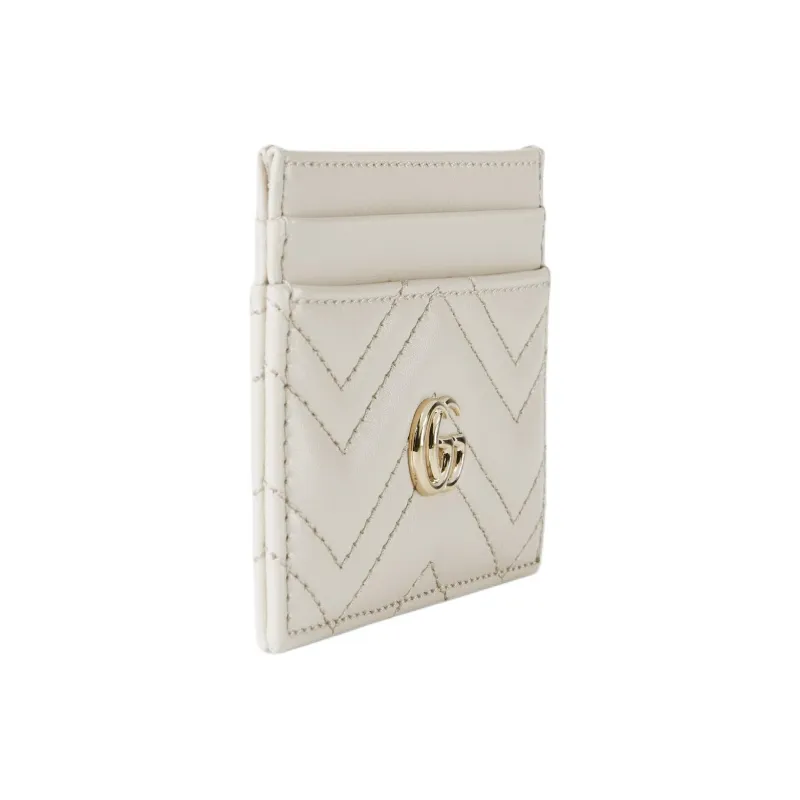 GUCCI GG Marmont Leather Card Holder Women's White-1