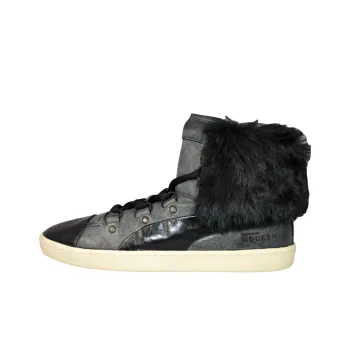 PUMA Alexander McQueen Anti Slip Wear Resistant High Top Skateboard Shoes Unisex Black Gray