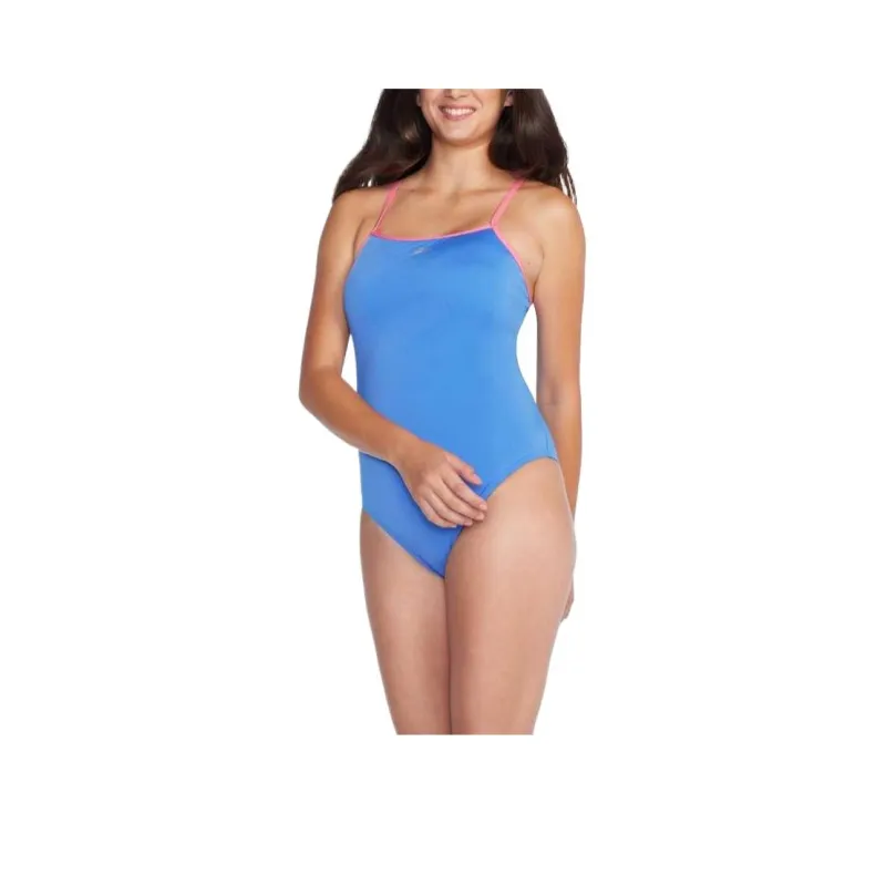 Speedo Olid Closed Back One piece Swimsuit Women's Blue-0