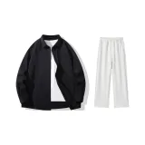 Clothing Set (Black Shirt+White Heather Gray Casual Pants)