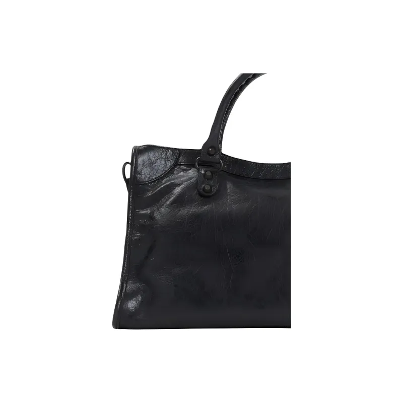 Balenciaga Le City Lambskin One Shoulder Handbag Medium Size Women's Black-4