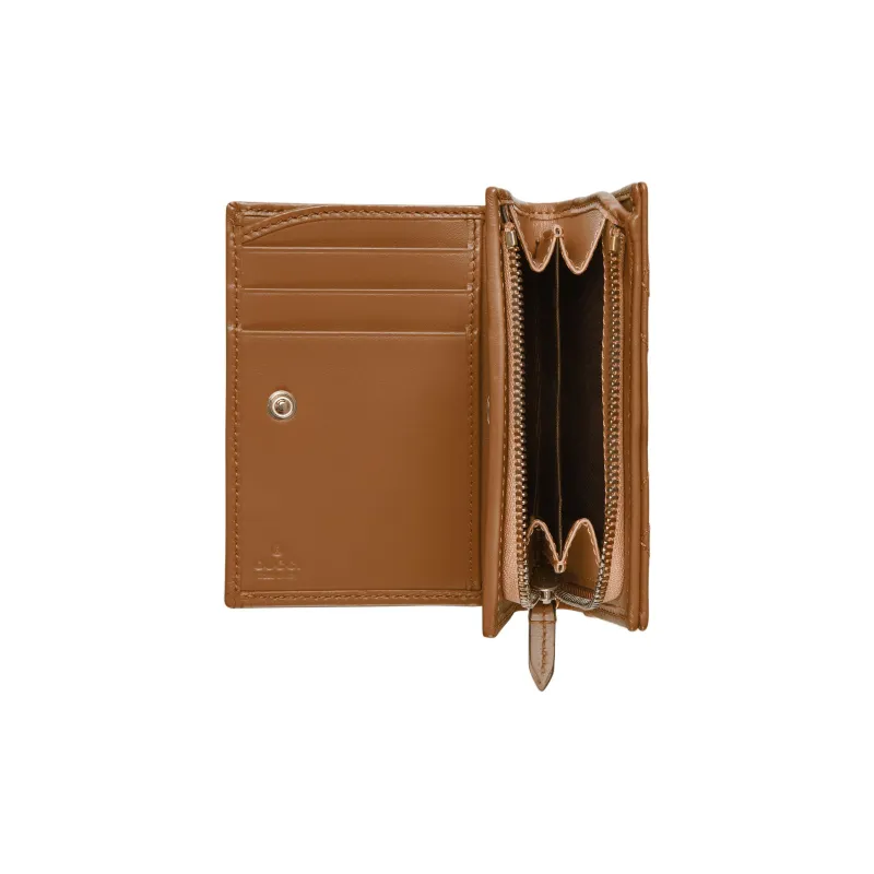 GUCCI GG Marmont Leather Wallet Medium Size Women's Brown-4