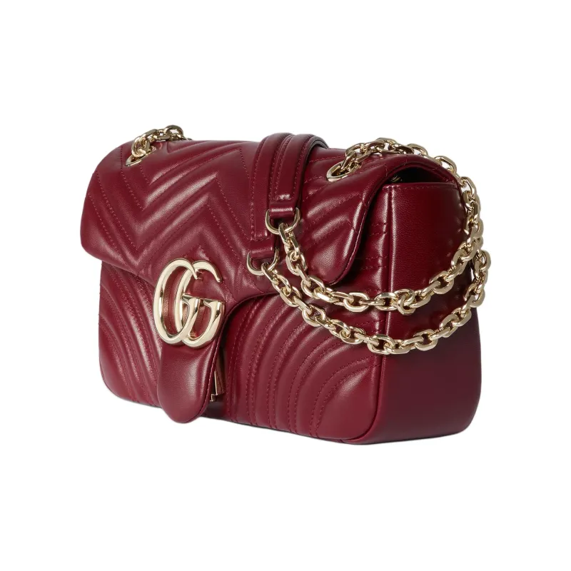 GUCCI GG Marmont Calfskin Shoulder Bag Medium Size Women's Red-1