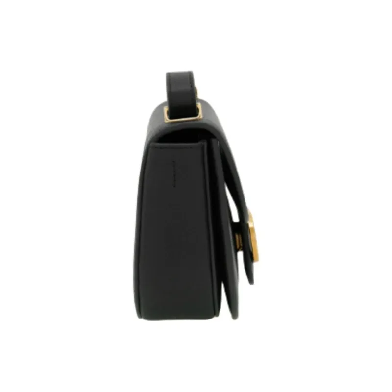 FERRAGAMO GANCINI Cow Leather Shoulder Bag Mini Women's Black-1