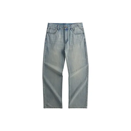 AHAH Jeans Men Black Nostalgic Light Blue
