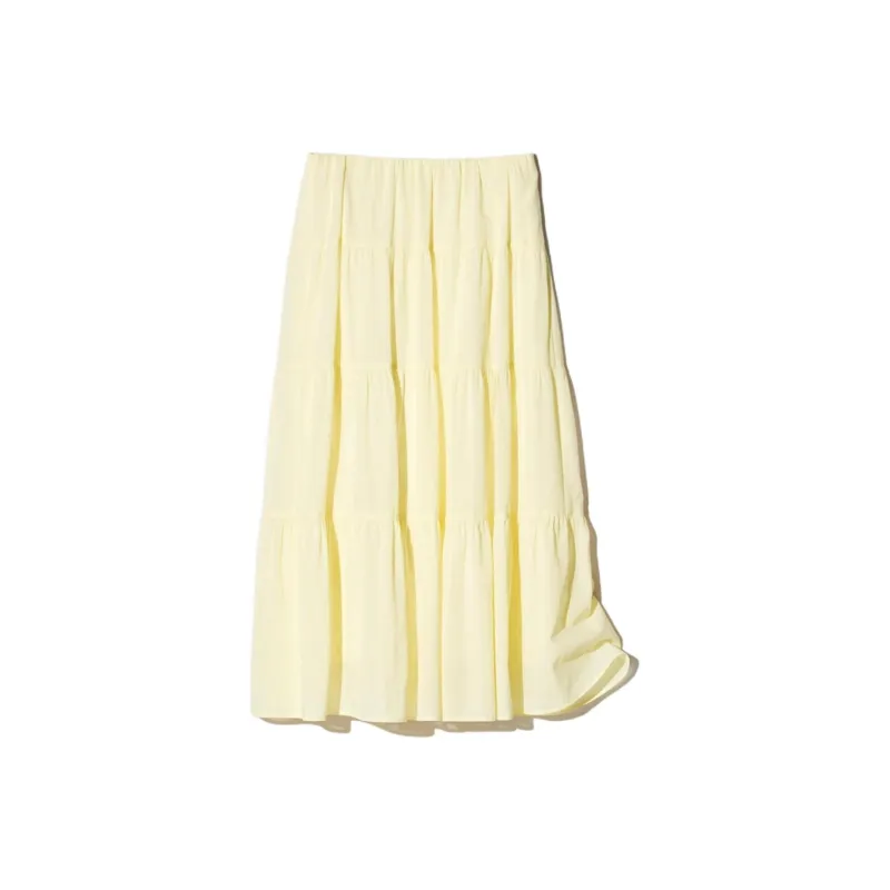 UNIQLO Casual Long Skirts Women's Apricot Yellow-0