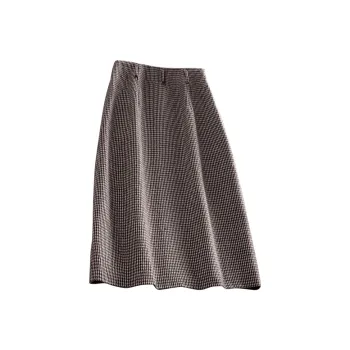 Cypress House Casual Long Skirt Women's Dark Coffee Houndstooth