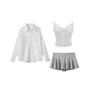 XIAOJUCHUANLI Skirt Set Women's White Three Piece Set