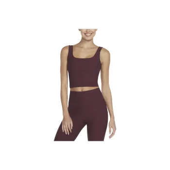 Skechers GO FLEX RIB Longline Bra Sports Underwear Women's Burgundy Red