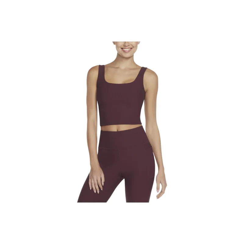 Skechers GO FLEX RIB Longline Bra Sports Underwear Women's Burgundy Red-0