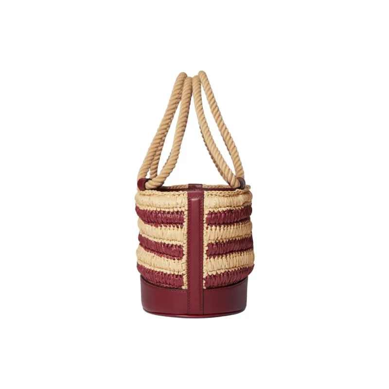 GUCCI Viscose Bucket Bag Handbag Mini Women's Beige & Red-2