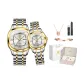 Steel Band White Dial Couple Watch 1 Pair[Crown Box]